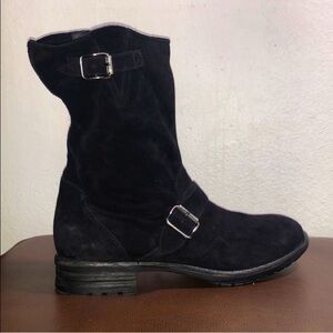 Paul Green Black Suede Boots with Buckle
